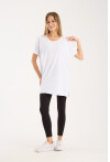 Kadın Bisiklet Yaka Yırtmaçlı Oversize Basic Tişört
