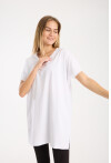 Kadın Bisiklet Yaka Yırtmaçlı Oversize Basic Tişört