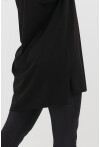 Kadın Bisiklet Yaka Yırtmaçlı Oversize Basic Tişört