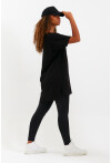 Kadın Bisiklet Yaka Yırtmaçlı Oversize Basic Tişört