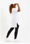 Kadın Bisiklet Yaka Yırtmaçlı Oversize Basic Tişört