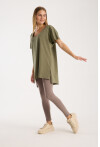 Kadın V Yaka Yırtmaçlı Oversize Basic Tişört