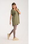 Kadın V Yaka Yırtmaçlı Oversize Basic Tişört