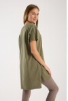 Kadın V Yaka Yırtmaçlı Oversize Basic Tişört