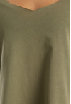 Kadın V Yaka Yırtmaçlı Oversize Basic Tişört