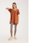 Kadın V Yaka Yırtmaçlı Oversize Basic Tişört