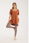 Kadın V Yaka Yırtmaçlı Oversize Basic Tişört