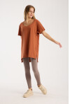 Kadın V Yaka Yırtmaçlı Oversize Basic Tişört