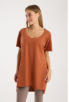 Kadın V Yaka Yırtmaçlı Oversize Basic Tişört