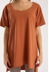 Kadın V Yaka Yırtmaçlı Oversize Basic Tişört