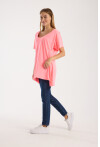 Kadın V Yaka Yırtmaçlı Oversize Basic Tişört