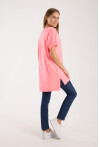 Kadın V Yaka Yırtmaçlı Oversize Basic Tişört