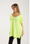 Kadın V Yaka Yırtmaçlı Oversize Basic Tişört