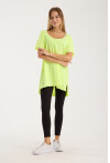 Kadın V Yaka Yırtmaçlı Oversize Basic Tişört
