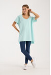Kadın V Yaka Yırtmaçlı Oversize Basic Tişört