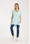 Kadın V Yaka Yırtmaçlı Oversize Basic Tişört