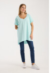 Kadın V Yaka Yırtmaçlı Oversize Basic Tişört
