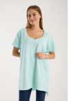 Kadın V Yaka Yırtmaçlı Oversize Basic Tişört