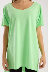 Kadın V Yaka Yırtmaçlı Oversize Basic Tişört