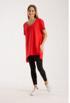 Kadın V Yaka Yırtmaçlı Oversize Basic Tişört