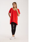 Kadın V Yaka Yırtmaçlı Oversize Basic Tişört