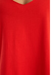 Kadın V Yaka Yırtmaçlı Oversize Basic Tişört