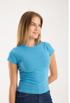 Kısa Kollu Bisiklet Yaka Slim Fit  Kadın T-Shirt