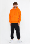 Turuncu Unisex Kapüşonlu Kanguru Cepli Basic Sweatshirt 1163