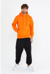 Turuncu Unisex Kapüşonlu Kanguru Cepli Basic Sweatshirt 1163